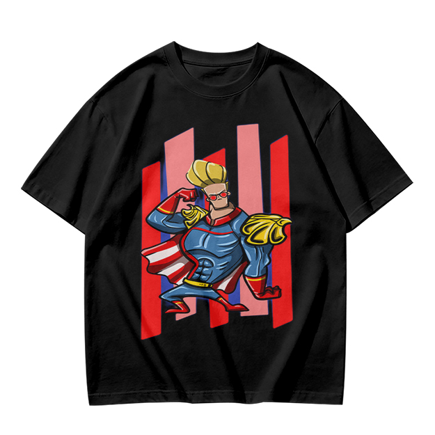 Olive T-Shirt With Cartoon Superhero Character Graphic Print