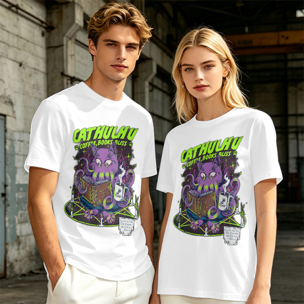 Cathulhu Coffee Books Bliss Cat Octopus Graphic T-Shirt