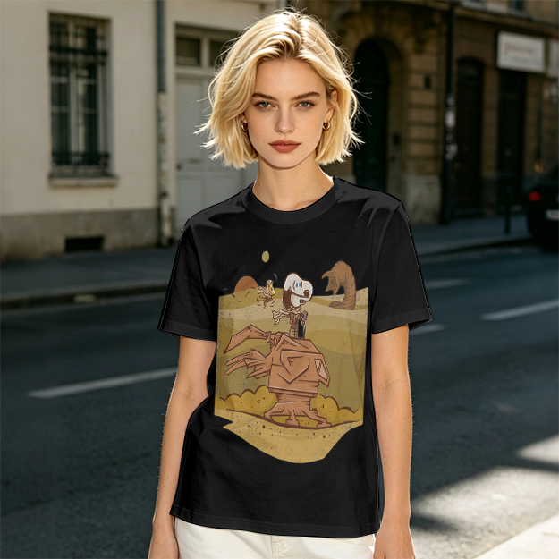 Olive T-Shirt With Desert Alien Dog Graphic Print