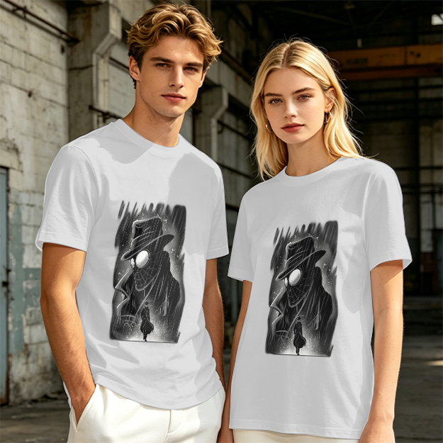 Olive T-Shirt with Noir Spider-Man in Rain Art Print