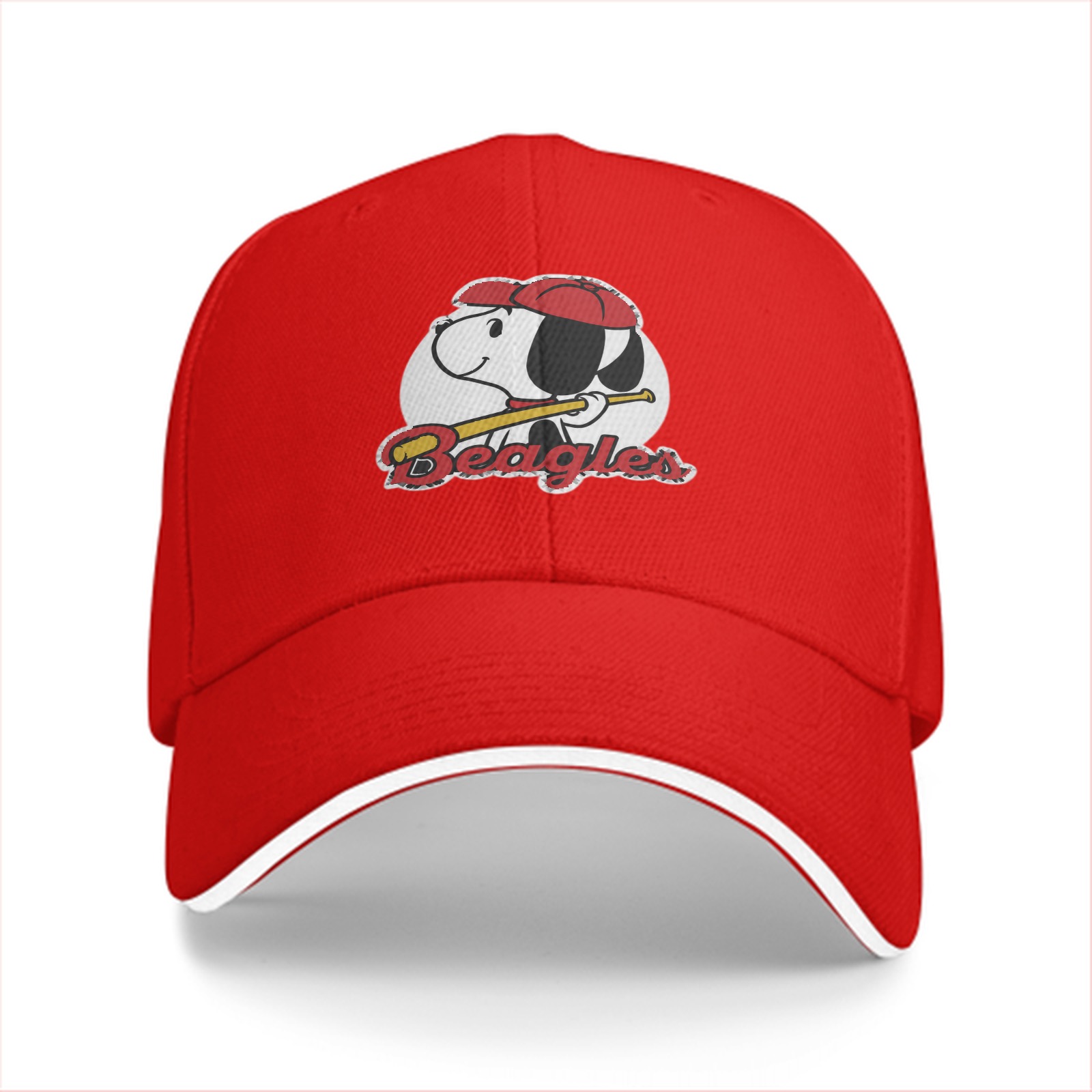 Black baseball cap with Snoopy Beagles baseball graphic