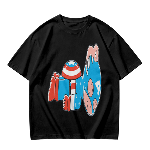 Olive Green T-Shirt With Melting Captain America Graphic Print
