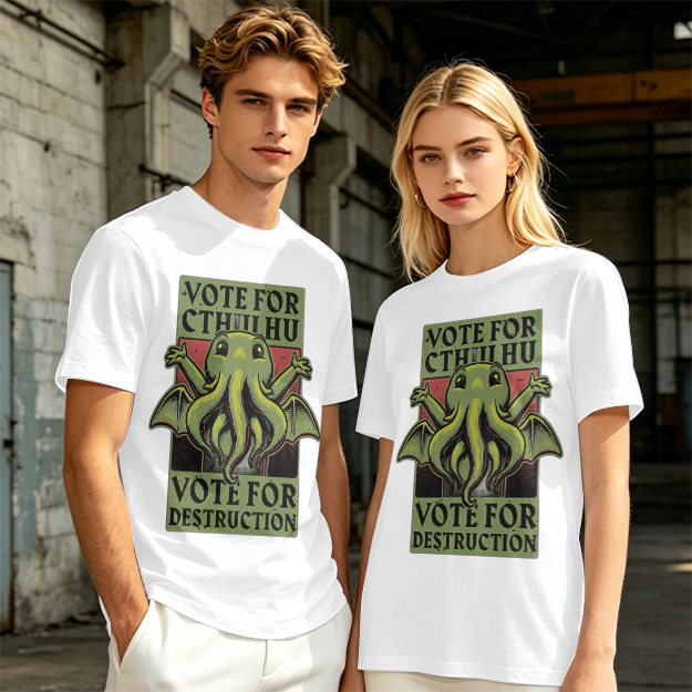 Vote For Cthulhu Funny Graphic T-Shirt Design