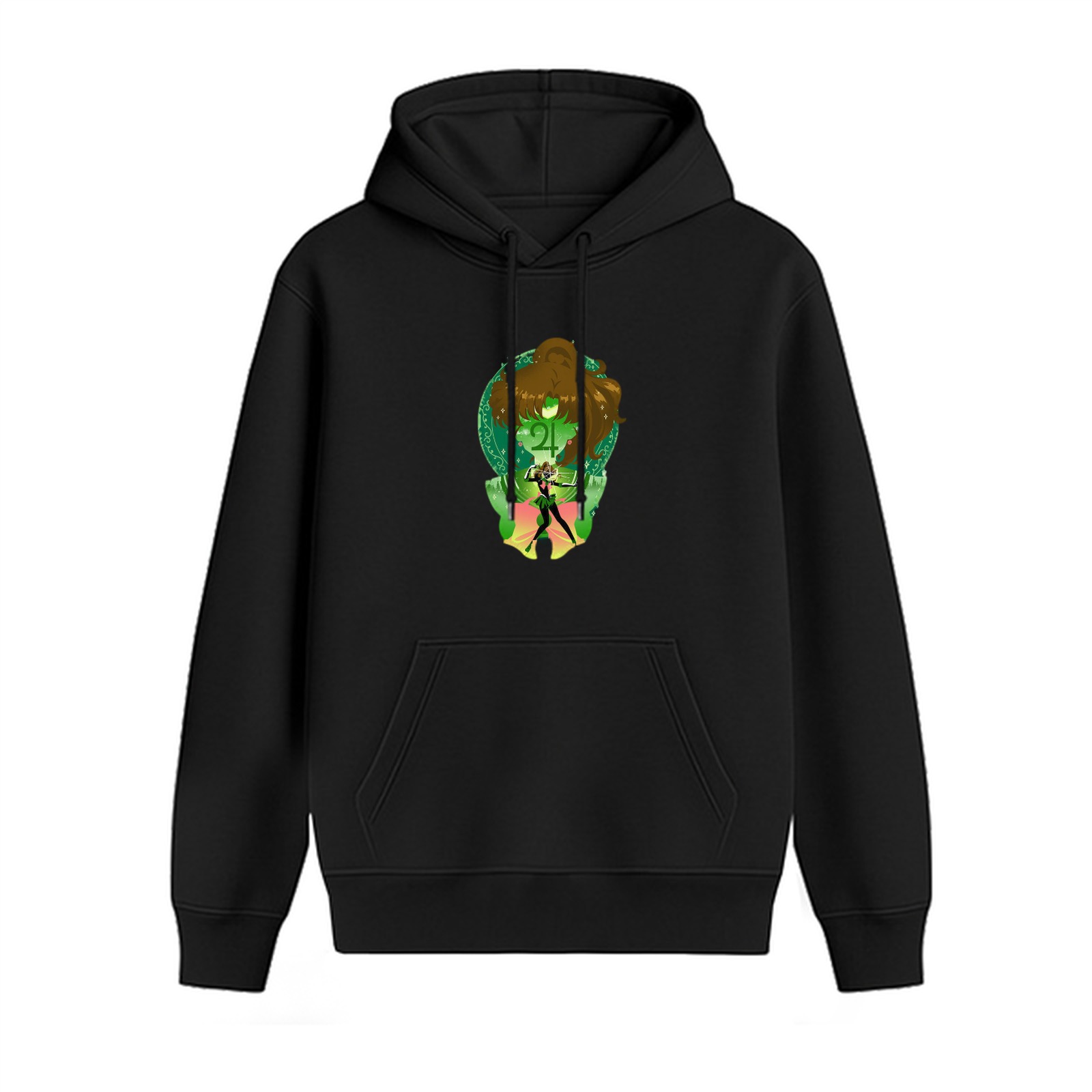 Black Hoodie With Sailor Jupiter Artwork Print