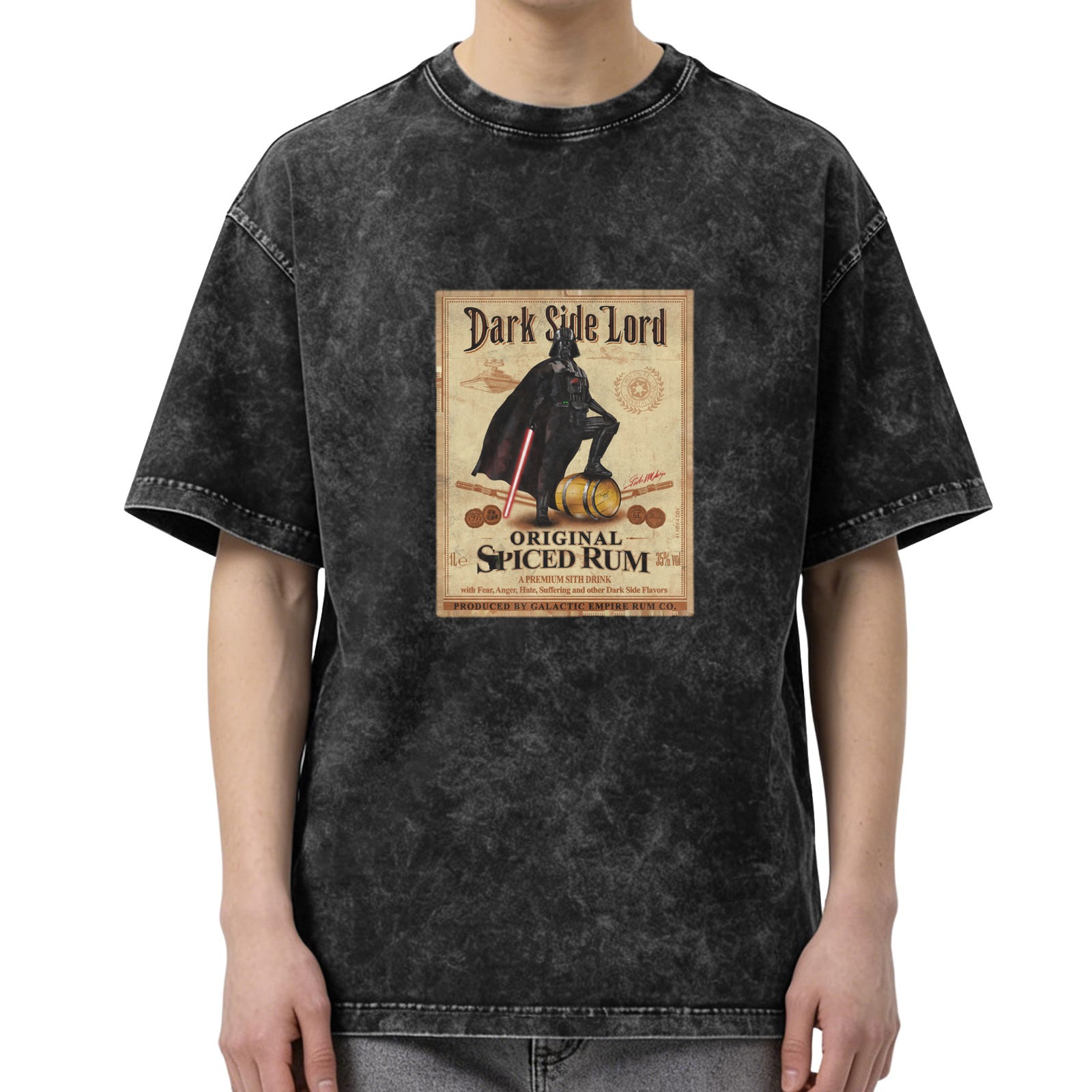 Dark Side Lord Spiced Rum Graphic Vintage Wash T-Shirt