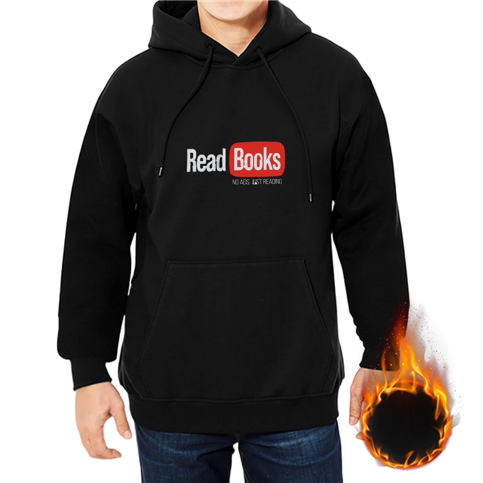 Black hoodie with 'Read Books' YouTube parody graphic