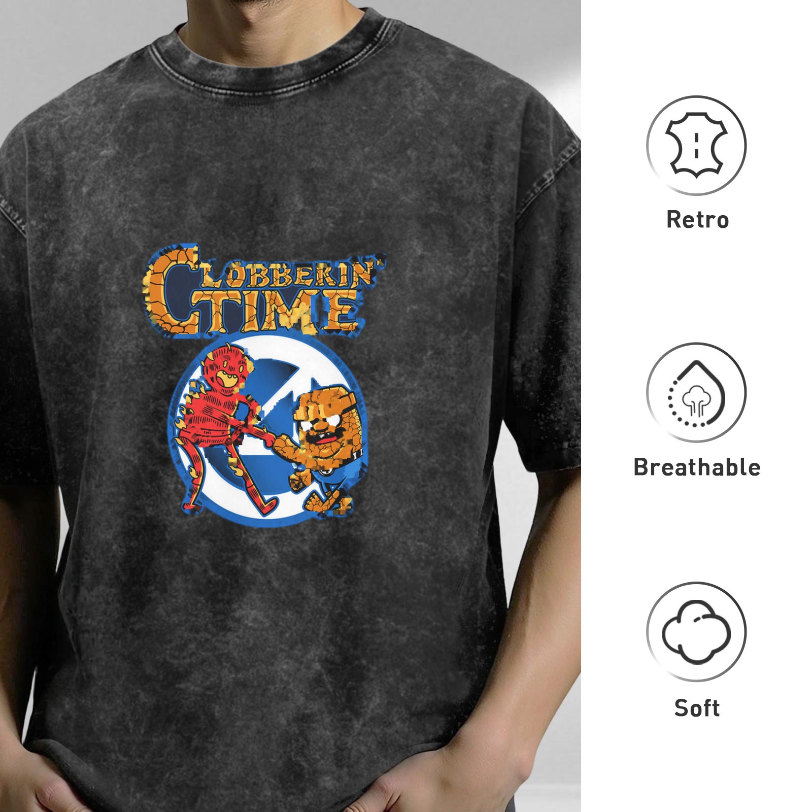 Clobberin Time Graphic Vintage Wash T-Shirt