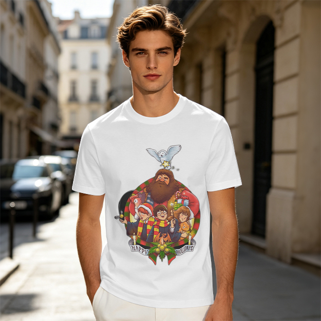 Harry Potter Happy Holiday Group Graphic Olive T-Shirt