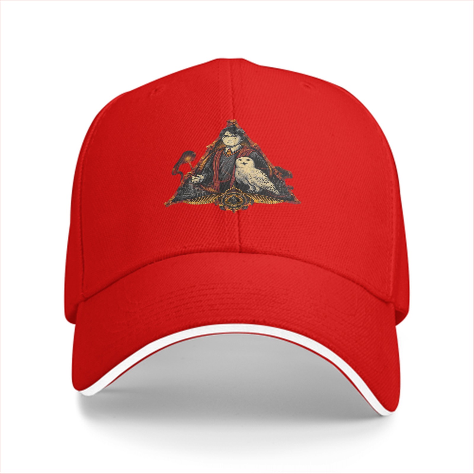 Black baseball cap with Harry Potter and Hedwig graphic