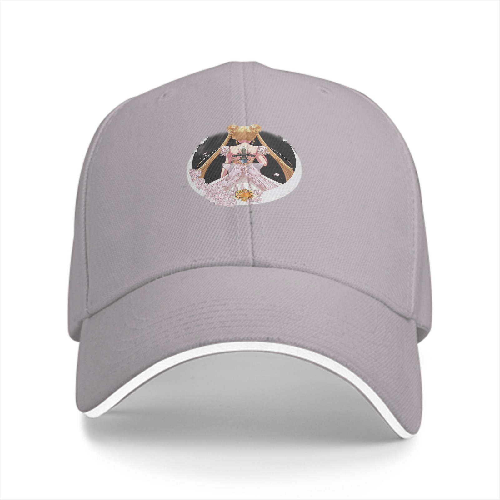 Black Baseball Cap With Princess Serenity Moon Print