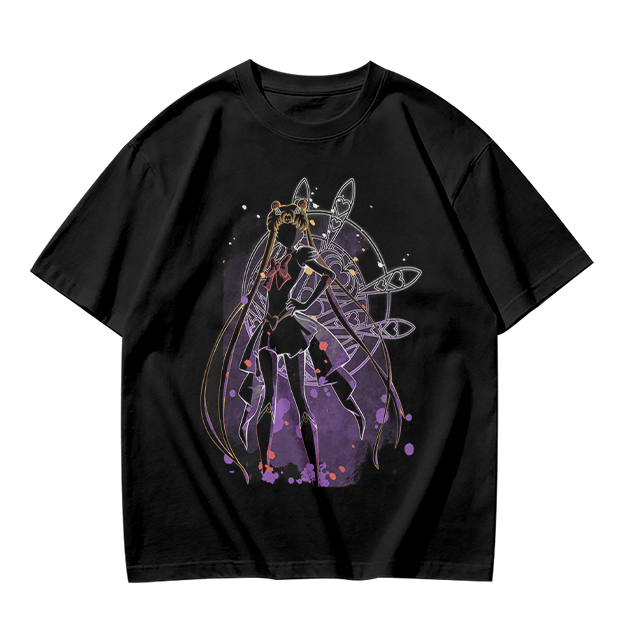 Olive T-Shirt with Sailor Moon Silhouette Graphic Print