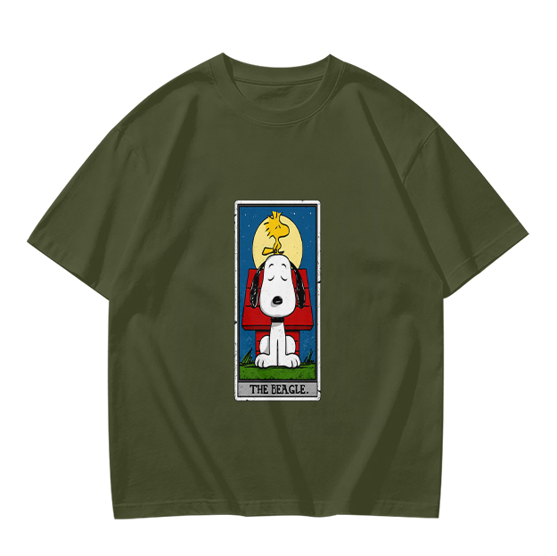 Olive T-Shirt with Snoopy The Beagle Tarot Card Graphic