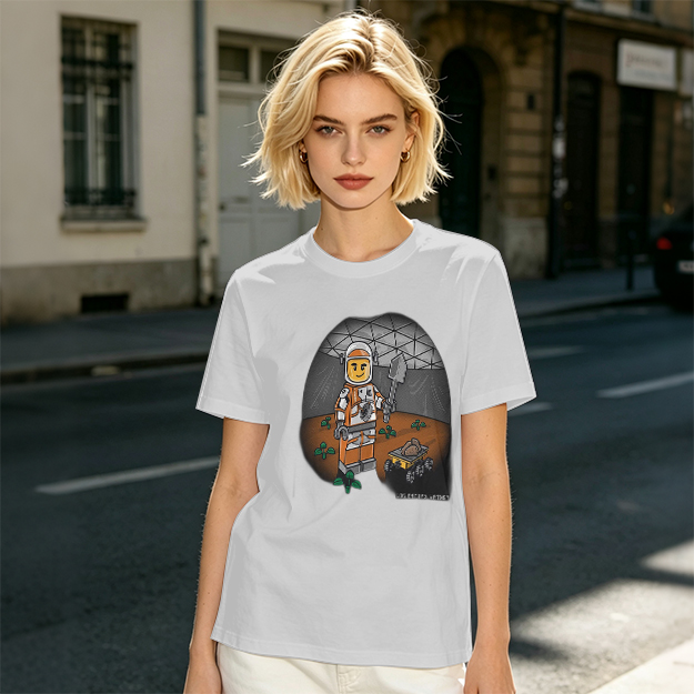 Olive T-shirt with Lego Astronaut Space Habitat Print