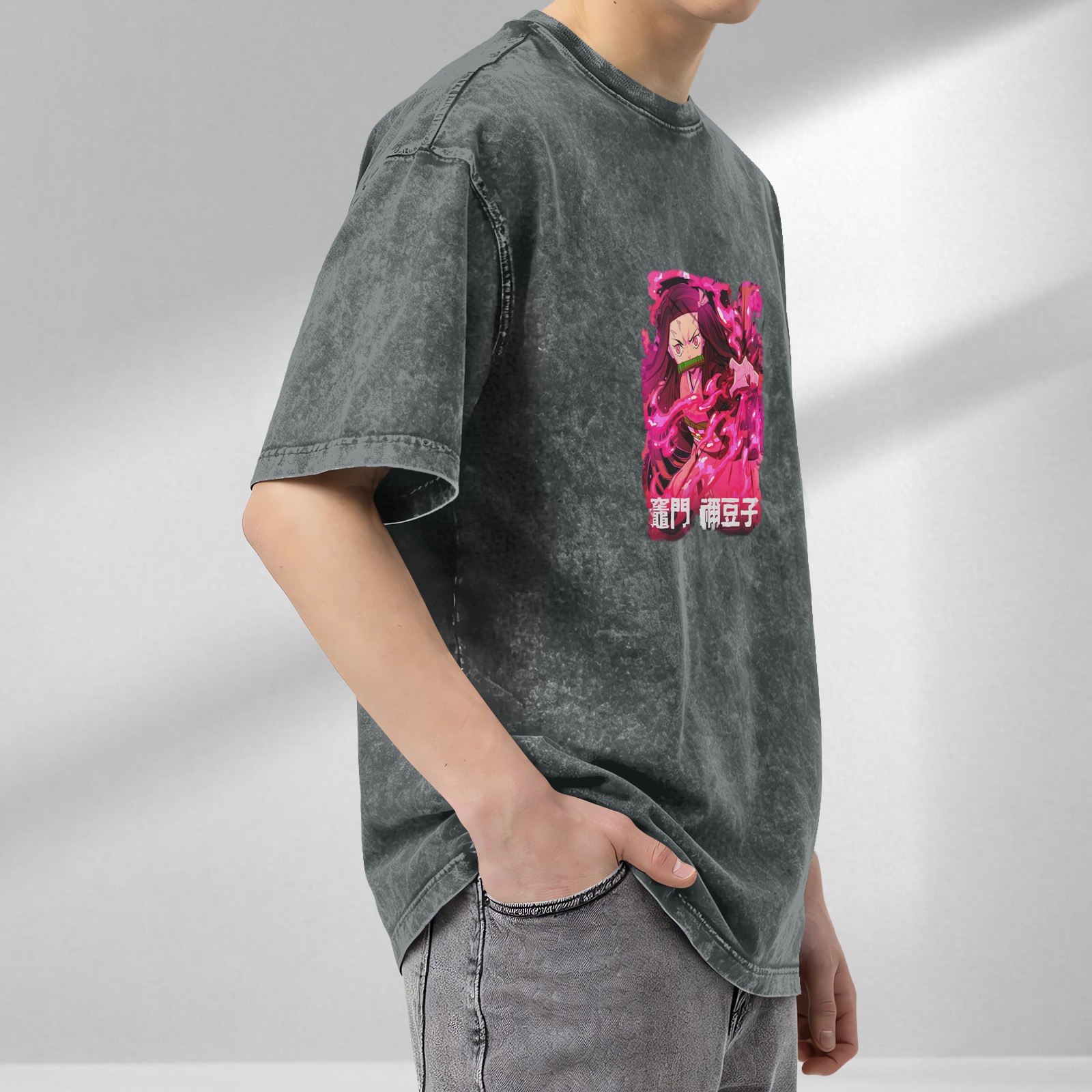 Demon Slayer Nezuko Kamado Anime Graphic Oversized Washed T-Shirt