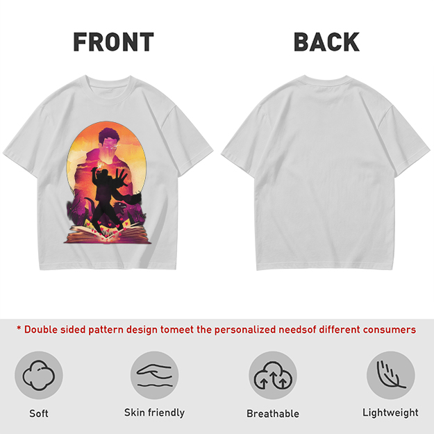Olive T-Shirt With Fantasy Sunset Silhouette Graphic Print