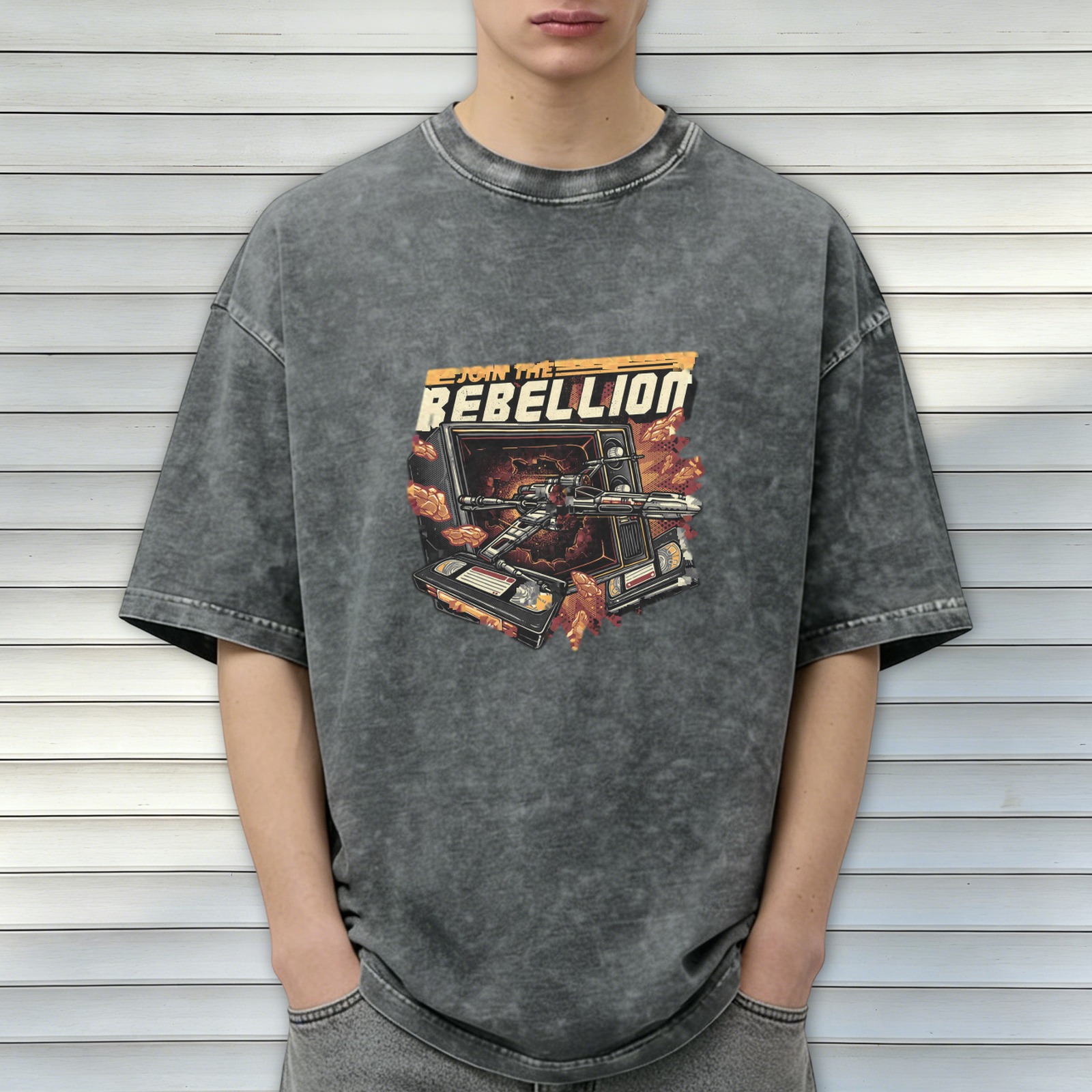 Join The Rebellion Vintage Washed Graphic T-Shirt