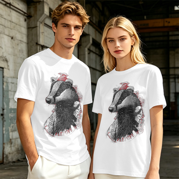 Olive Green T-Shirt With Detailed Badger Graphic Print