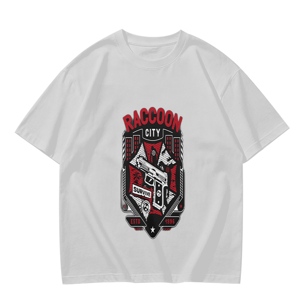 Olive T-Shirt With Raccoon City Gun Graphic Print