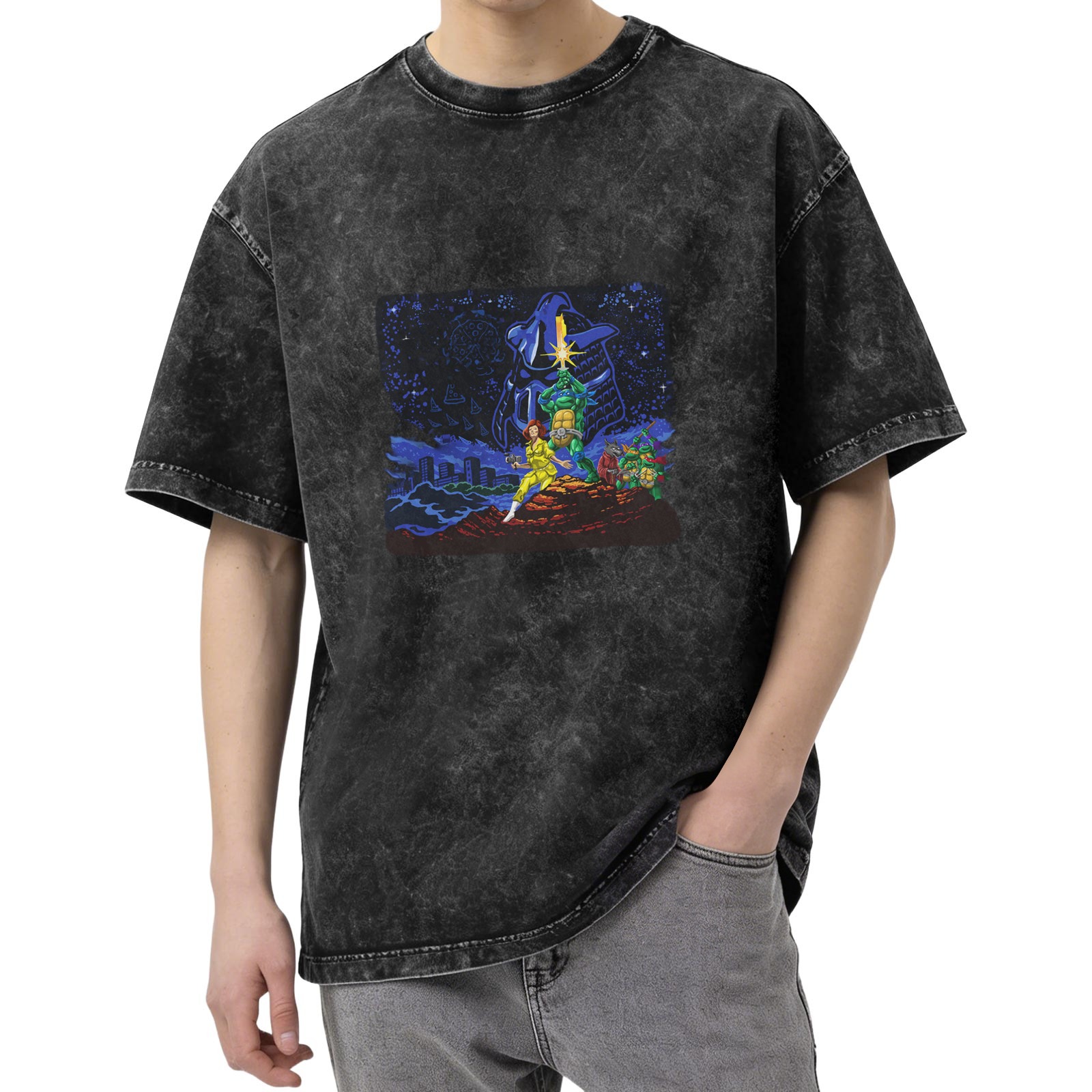 Teenage Mutant Ninja Turtles Graphic Print Stone Wash Oversized T-Shirt