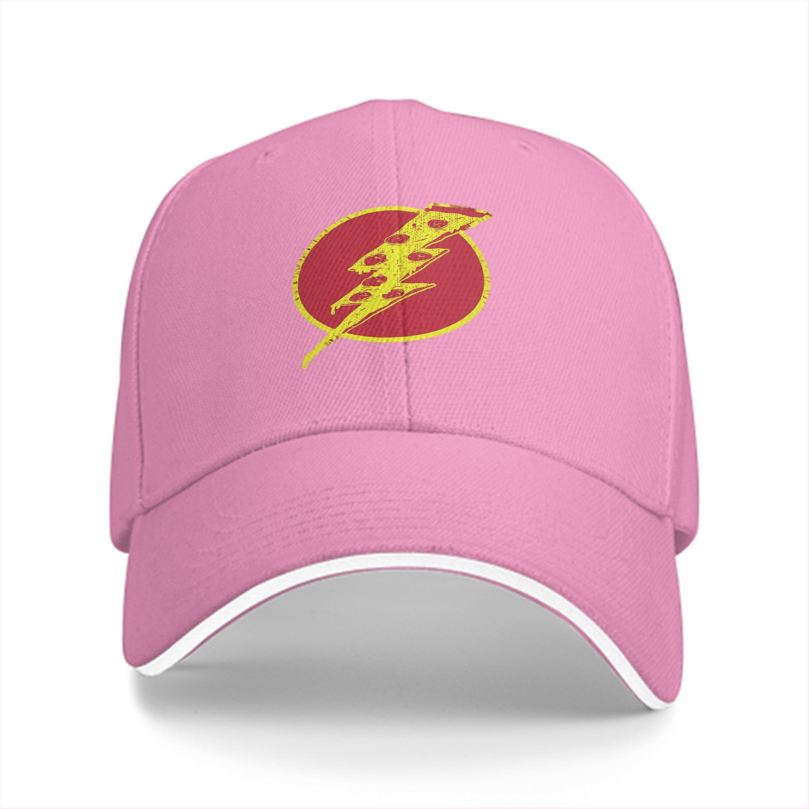 Black Baseball Cap With Pizza Lightning Bolt Graphic