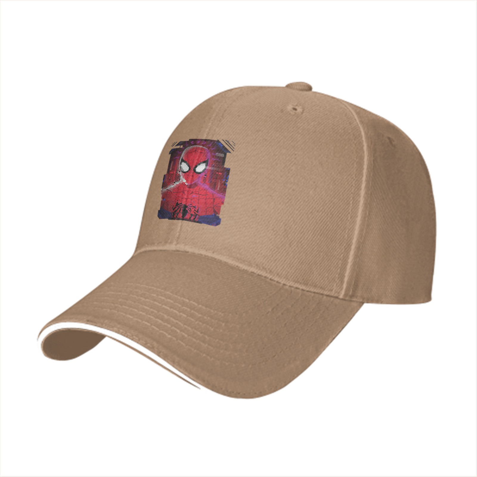 Black Baseball Cap With Spider-Man Graphic Print