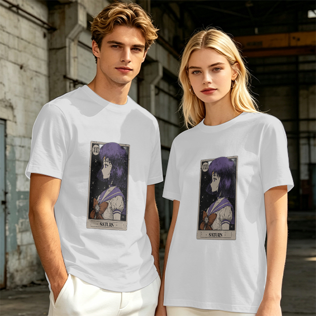 Olive T-Shirt with Sailor Saturn Anime Tarot Print