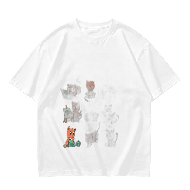 Olive Green Graphic T-Shirt With Cute Animal Print