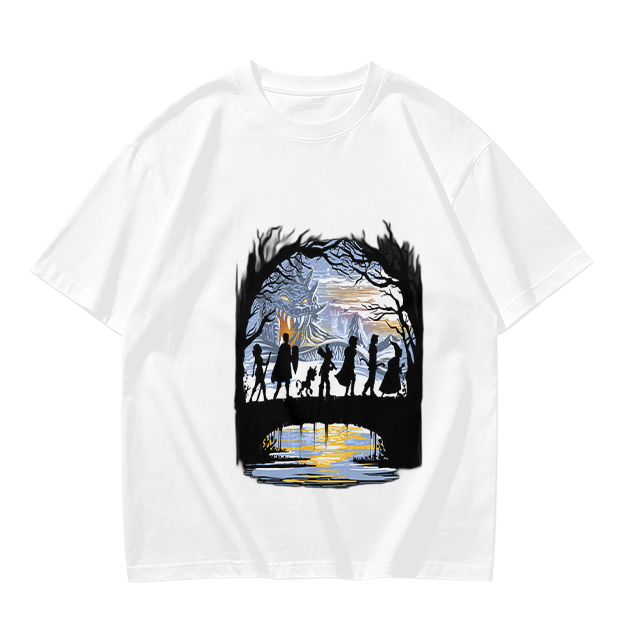 Olive T-Shirt With Fantasy Adventure Silhouette Art Print