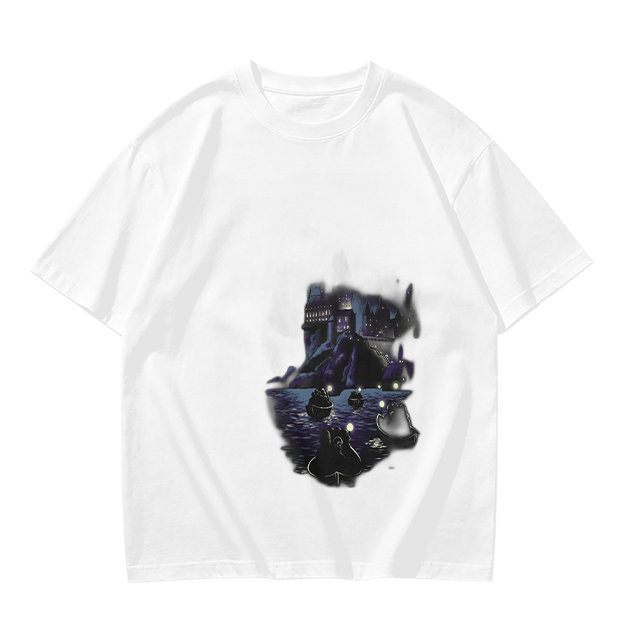 Olive Green T-Shirt With Dark Night Scene Graphic Print