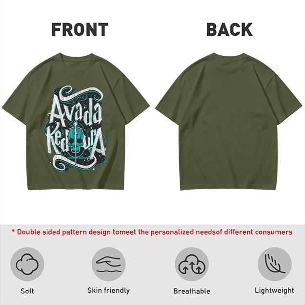 Olive T-Shirt With Avada Kedavra Dark Magic Skull Graphic