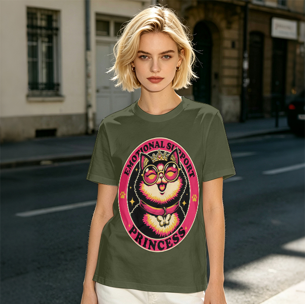 Emotional Support Princess Cat Graphic T-Shirt