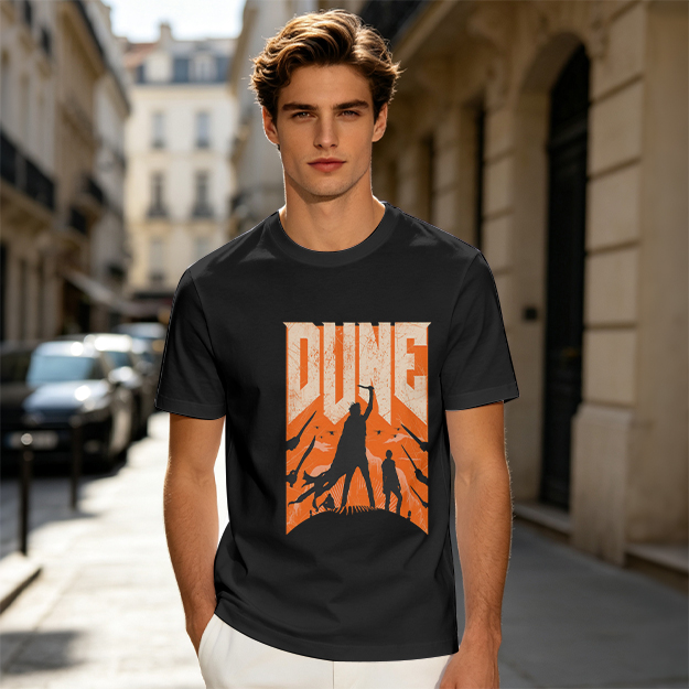 Dune Themed Silhouette Graphic Print Olive T-Shirt
