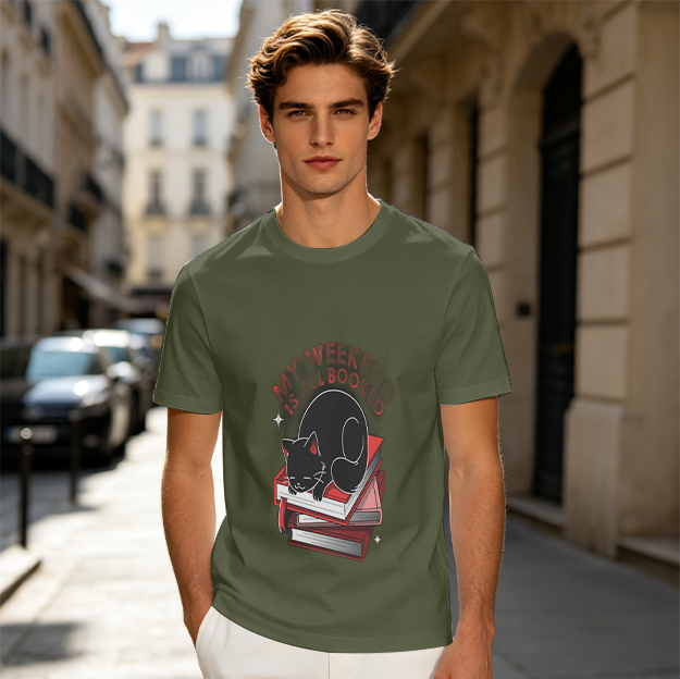 My Weekend Is All Booked Black Cat On Books Graphic T-Shirt