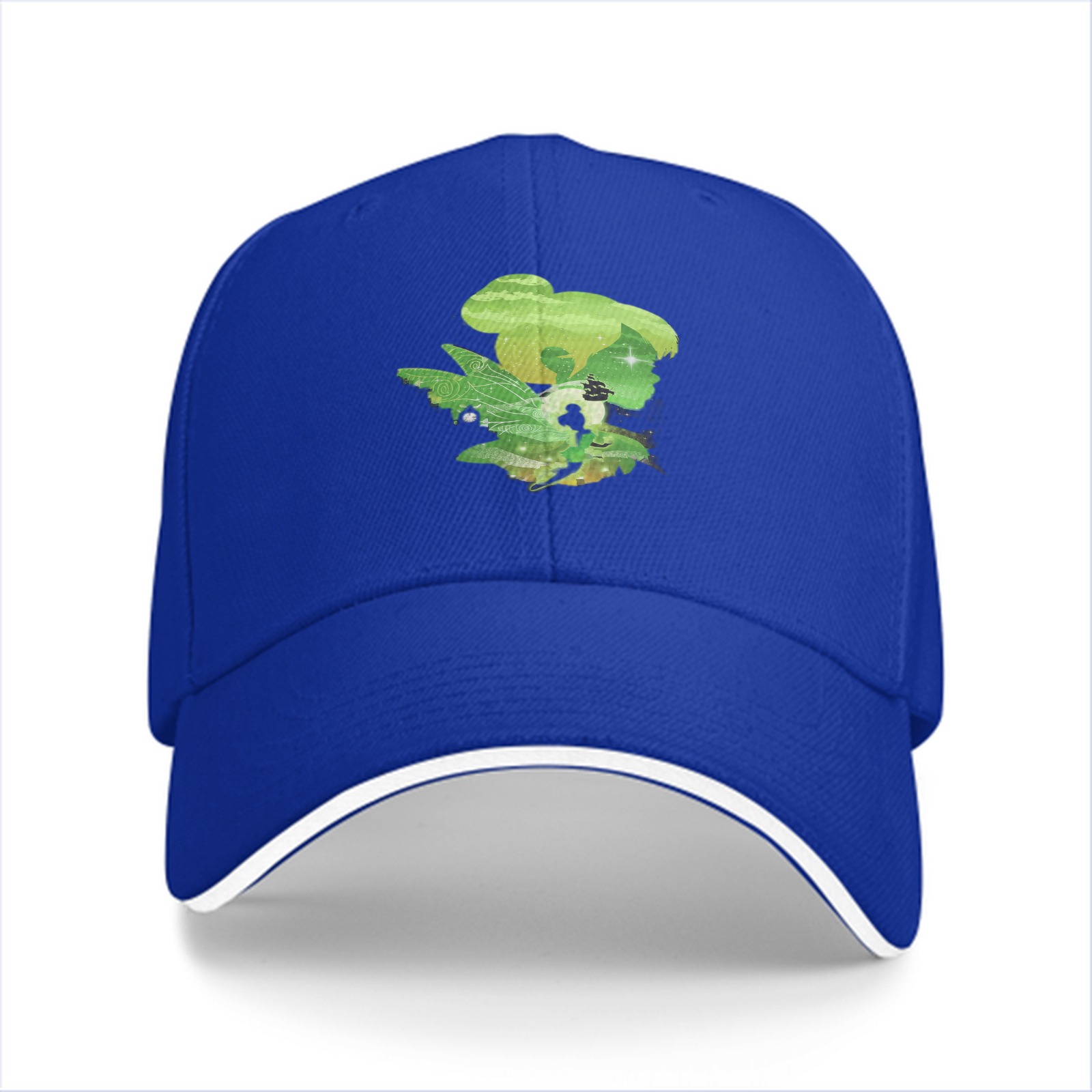 Black Baseball Cap With Green Fairy Silhouette Graphic
