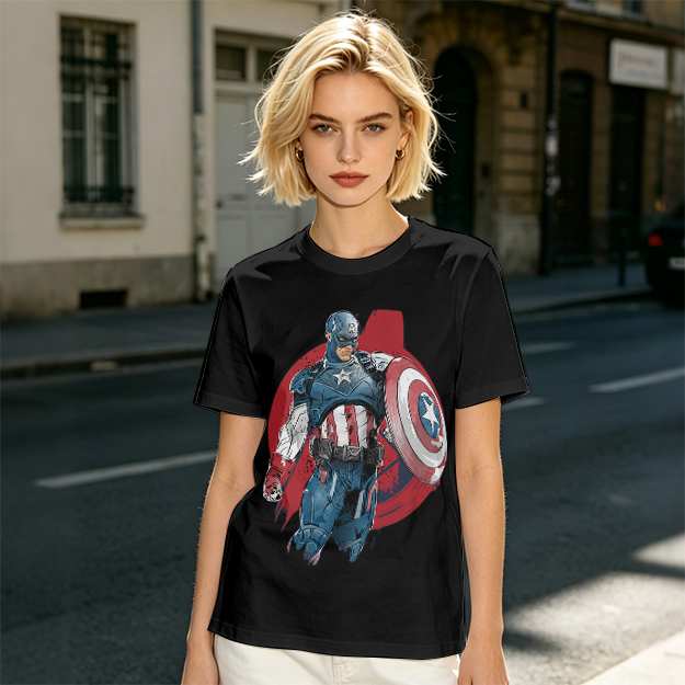 Olive T-shirt with Captain America Graphic Print