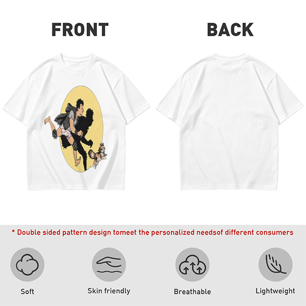 Olive T-Shirt With Cartoon Running Figure And Shadow Print