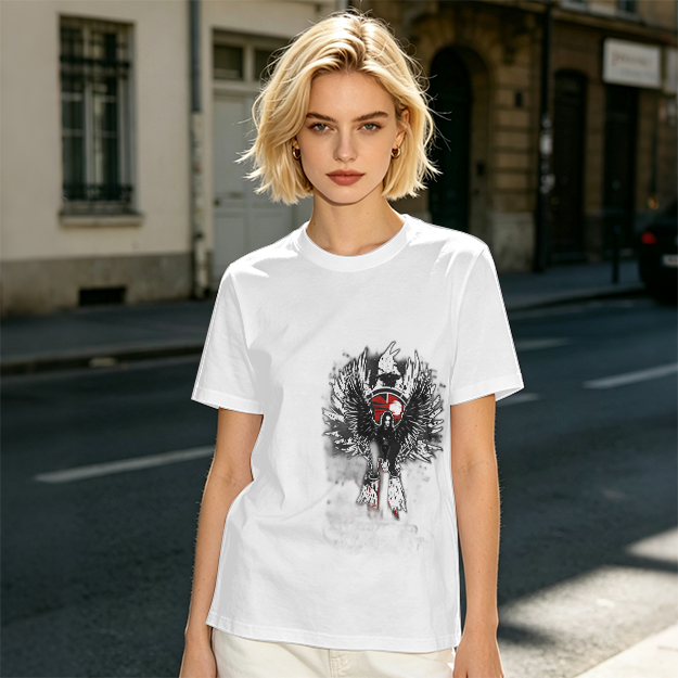 Olive T-Shirt With Winged Warrior Graphic Print