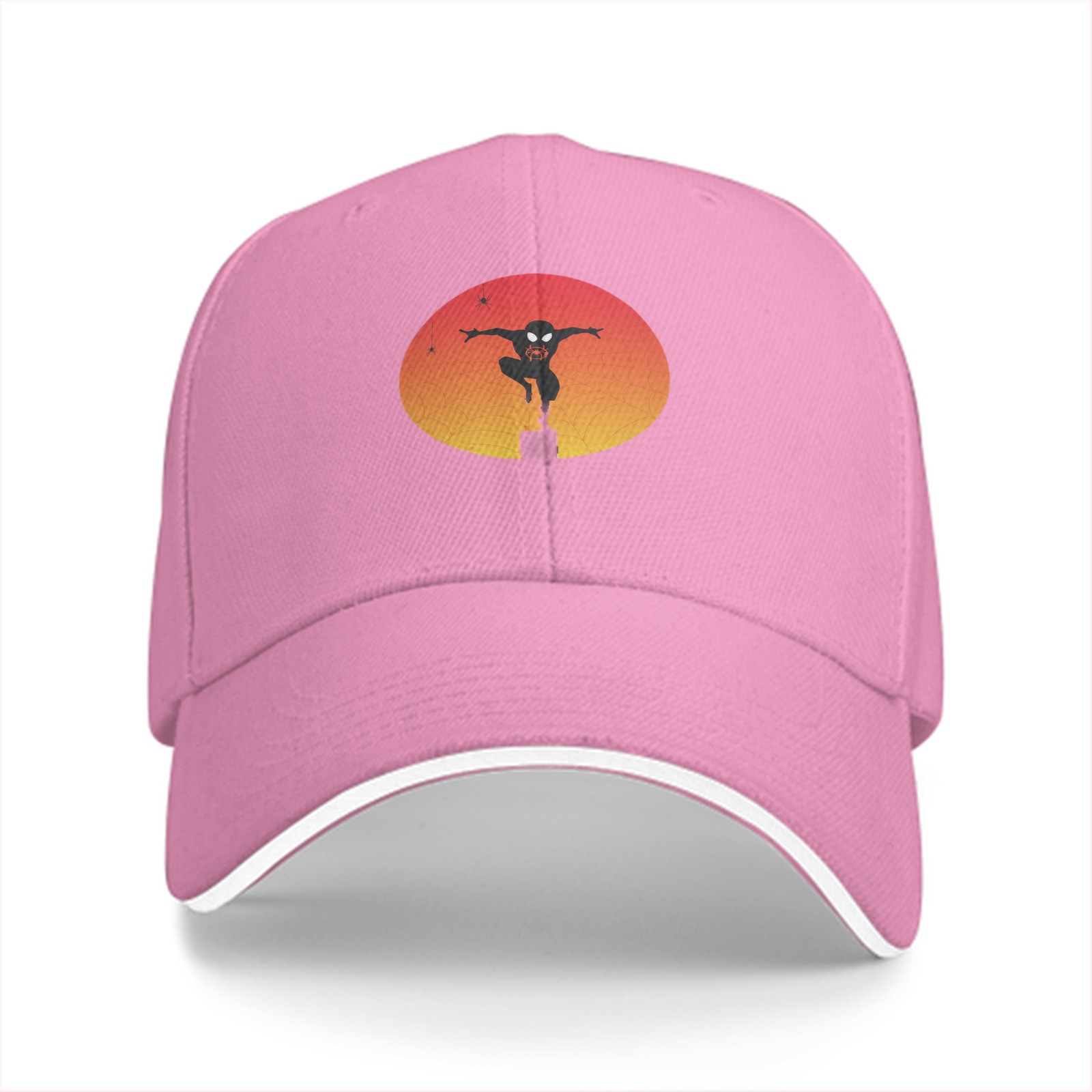 Black Baseball Cap With Ninja Silhouette Sunset Graphic
