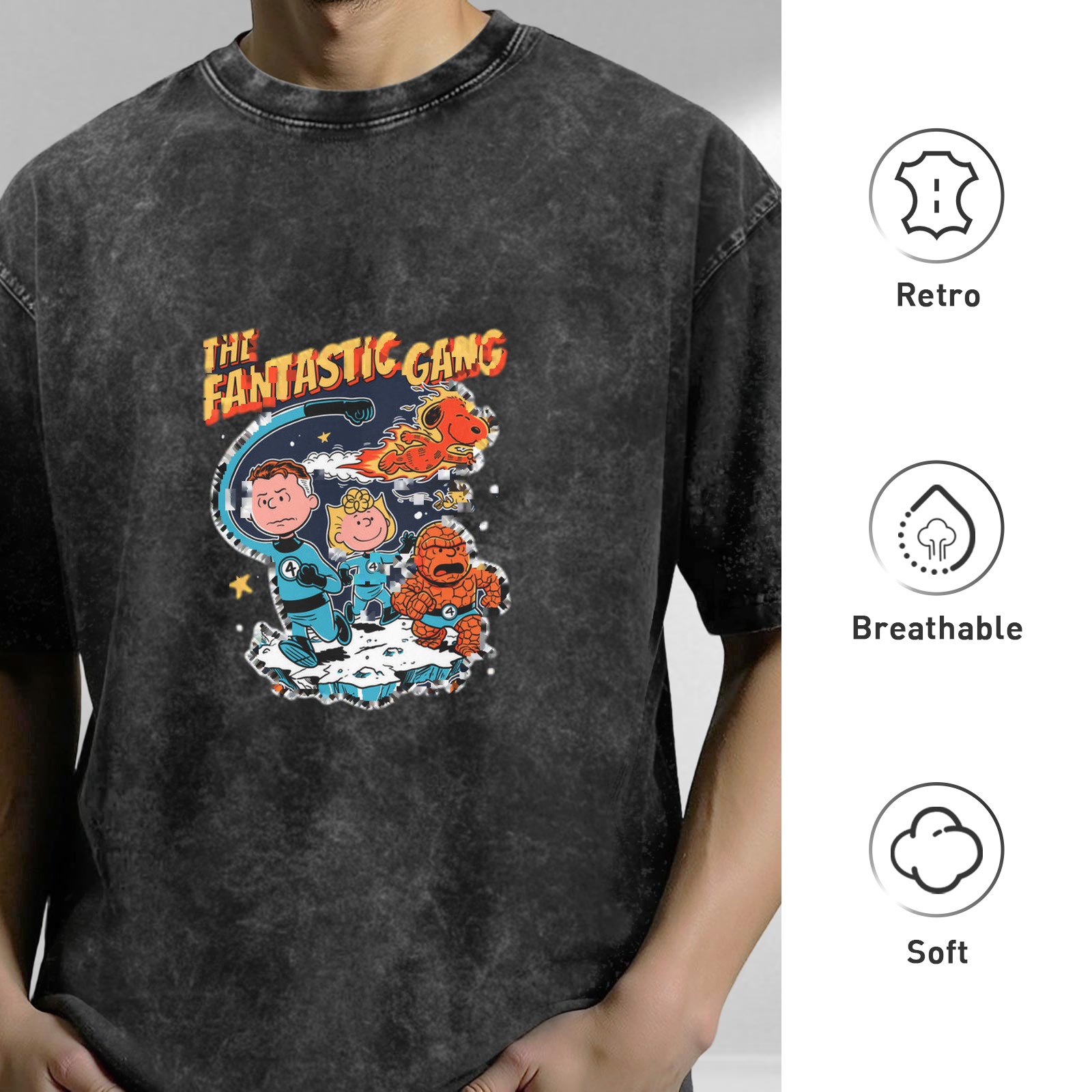 The Fantastic Gang Peanuts Superhero Graphic Vintage T-Shirt