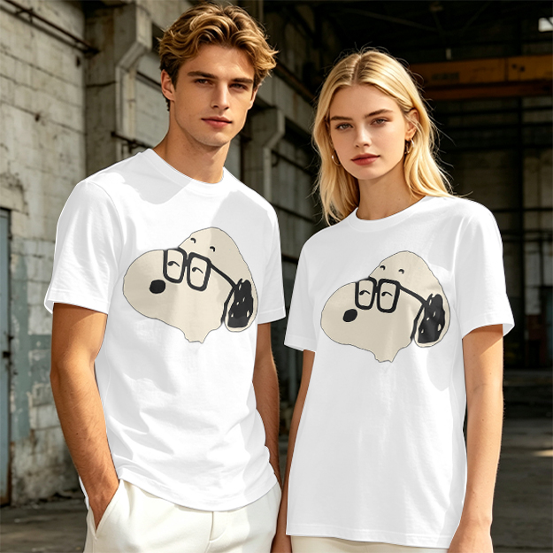 Olive T-Shirt With Snoopy Wearing Glasses Graphic