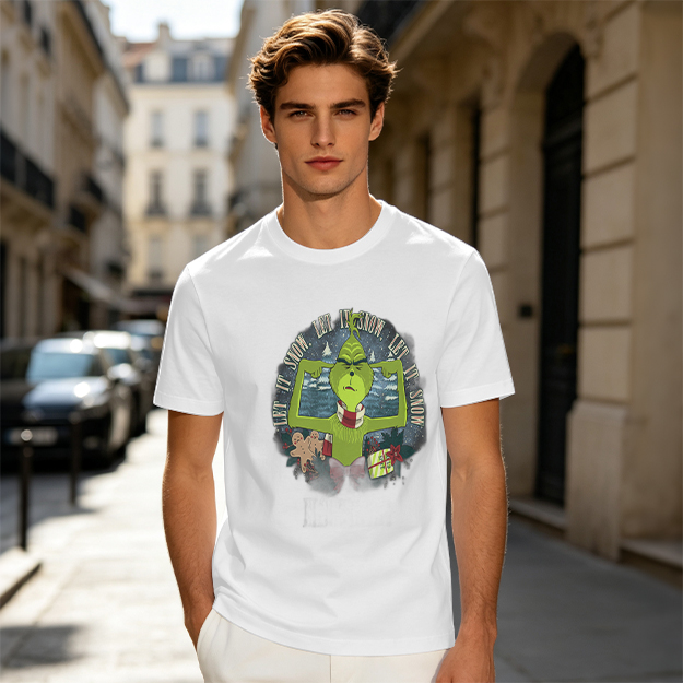 Olive Grinch Christmas Let It Snow Graphic T-Shirt