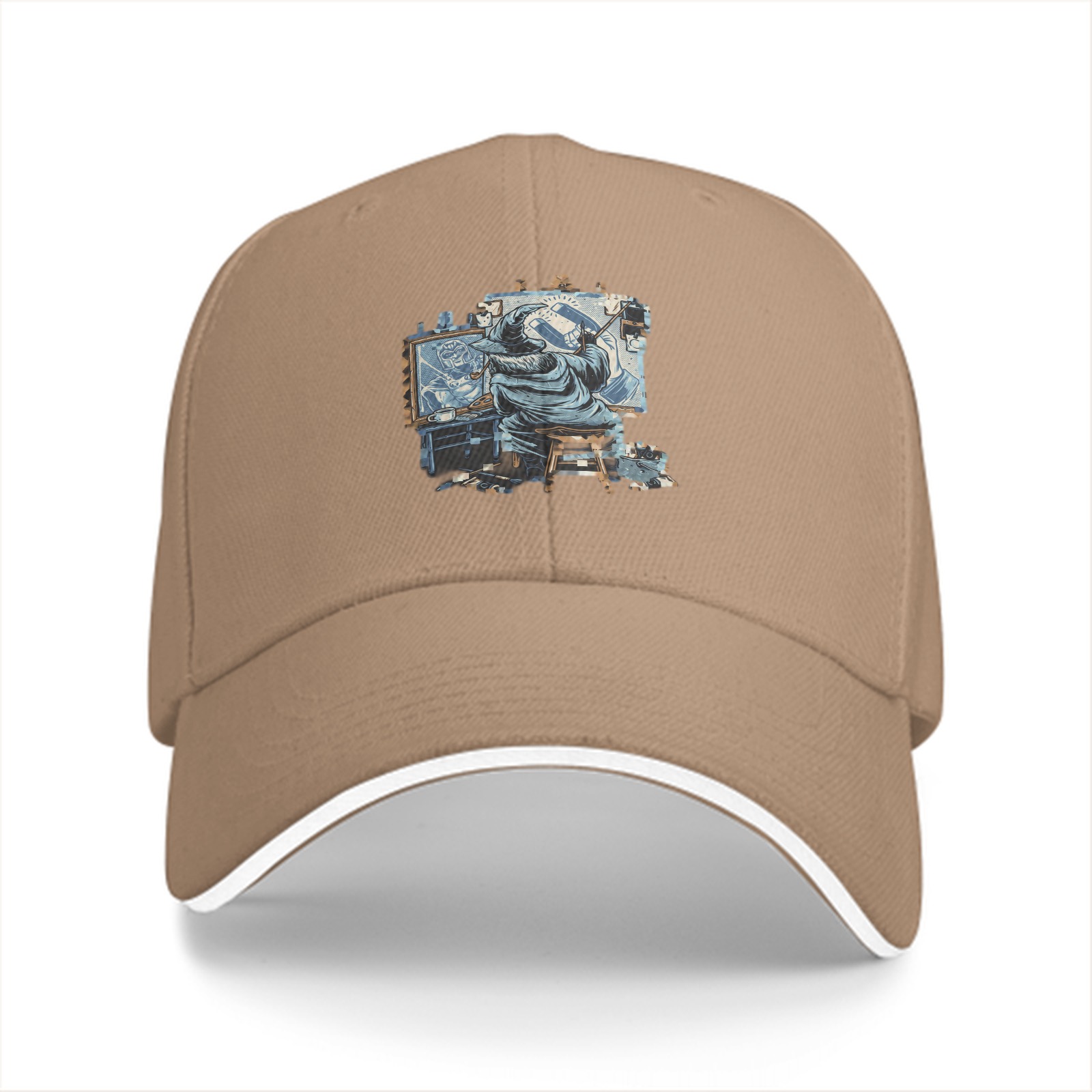 Black Baseball Cap With Grim Reaper Artist Painting Print