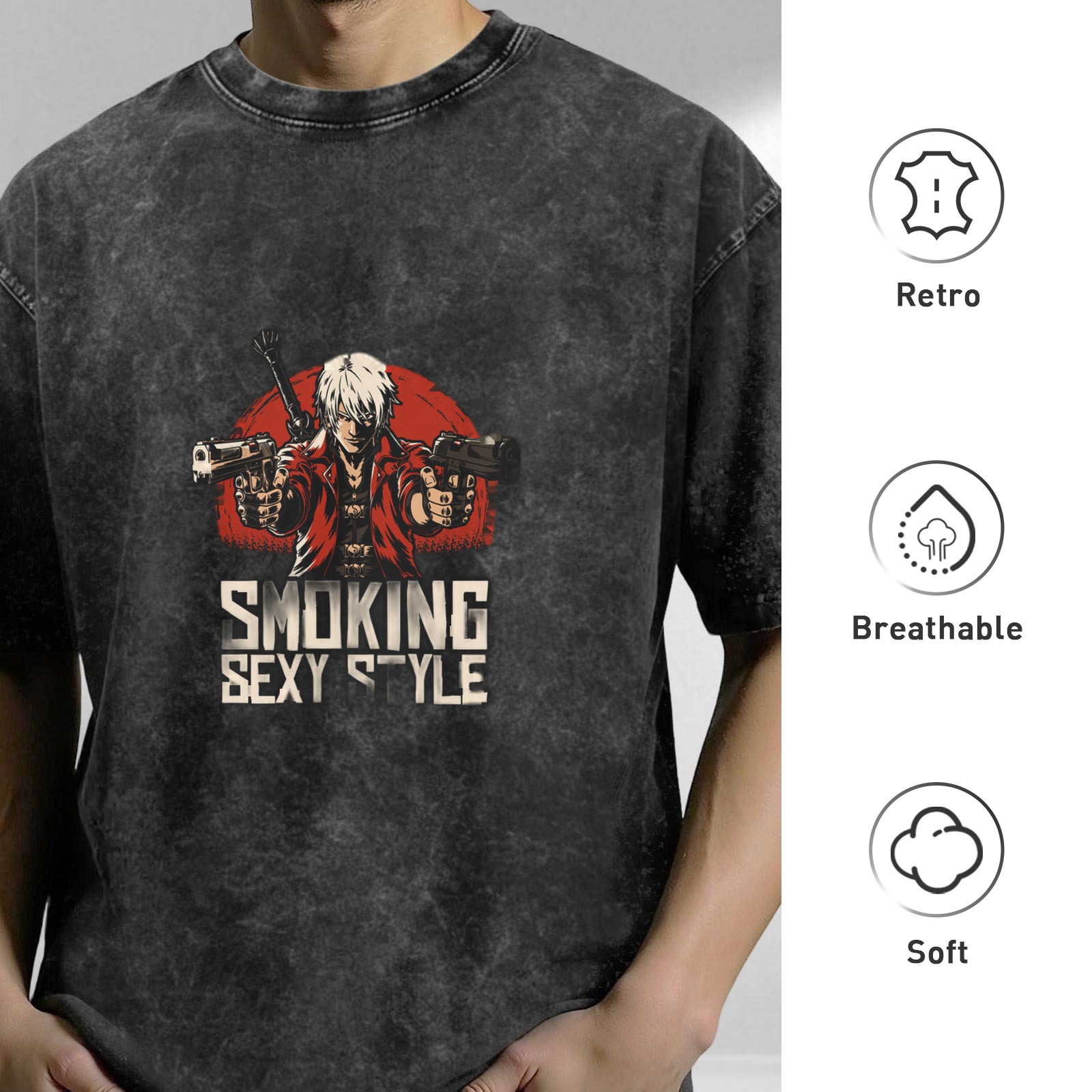 Devil May Cry Inspired Oversized Stonewashed Graphic T-Shirt