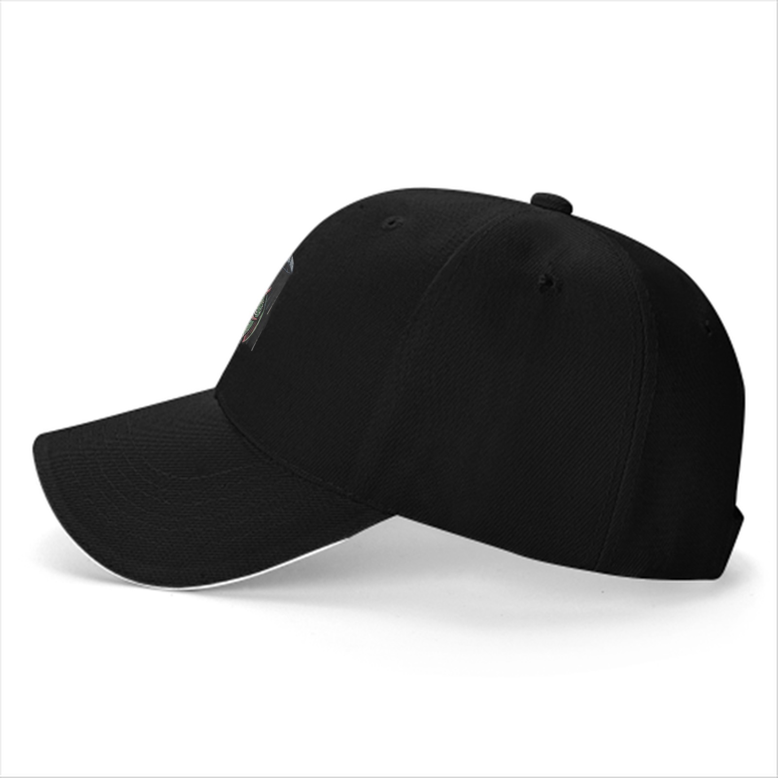 Black Baseball Cap With Cthulhu Holding Umbrella Microphone Print