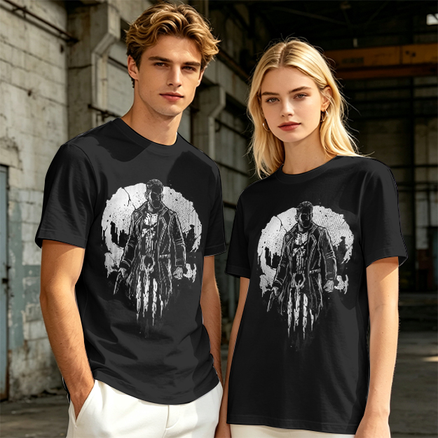 Olive T-Shirt With Punisher Skull Warrior Graphic Print