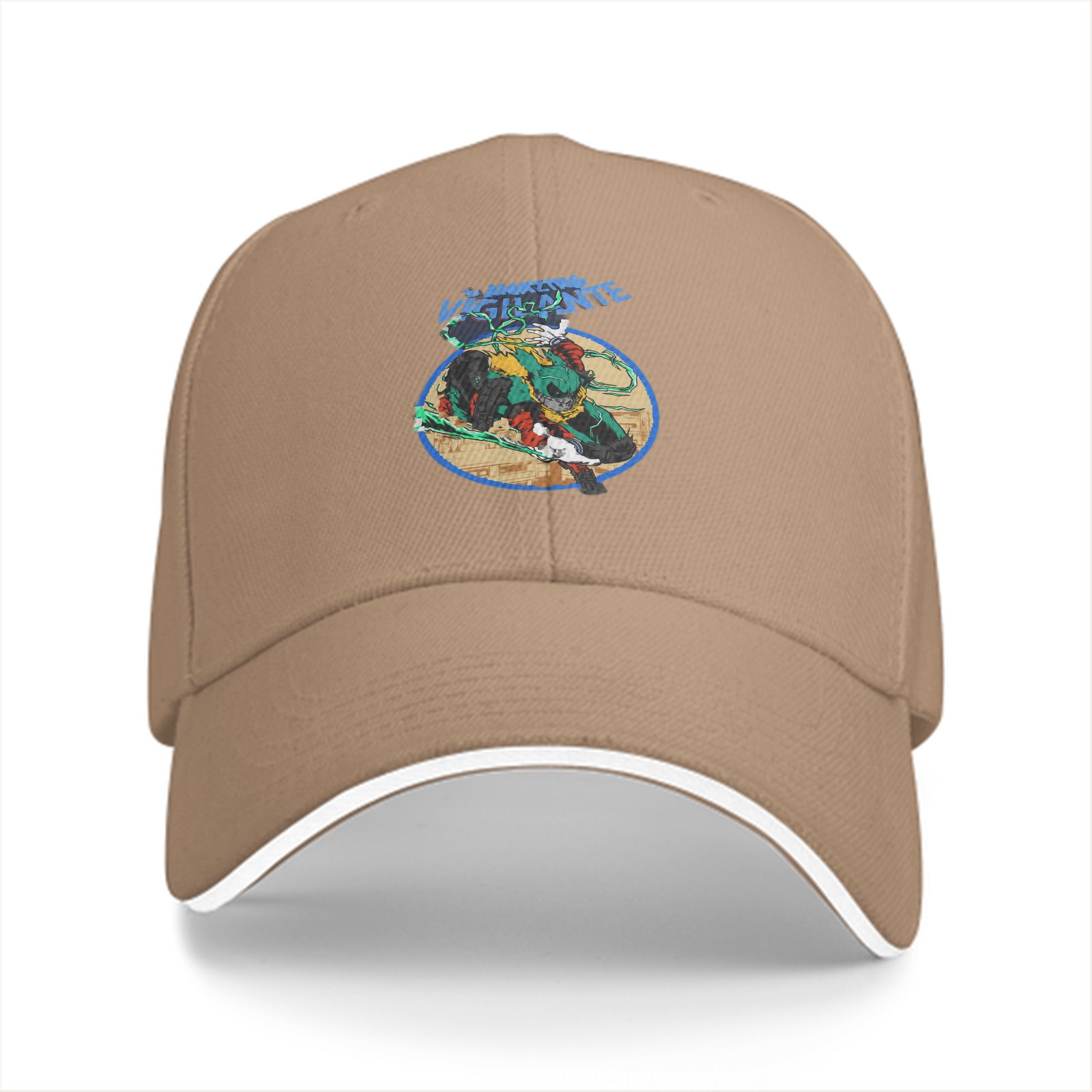 Black baseball cap with vigilante graphic print