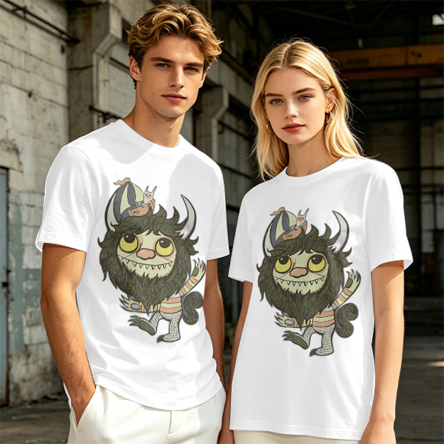 Olive T-Shirt With Where the Wild Things Art Print