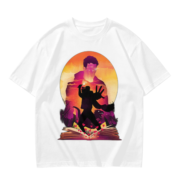 Olive T-Shirt With Fantasy Sunset Silhouette Graphic Print