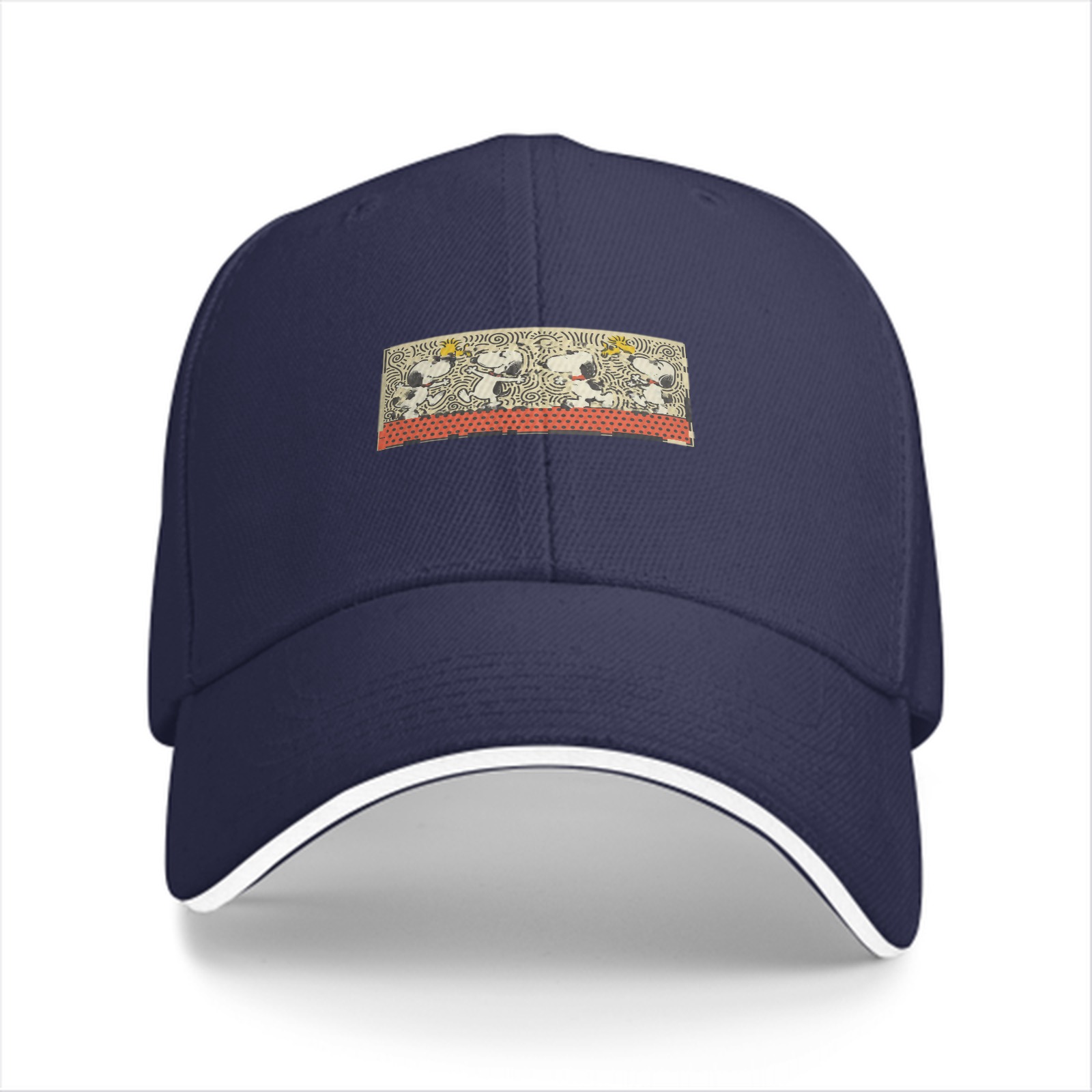 Black Baseball Cap With Snoopy And Woodstock Graphic Patch