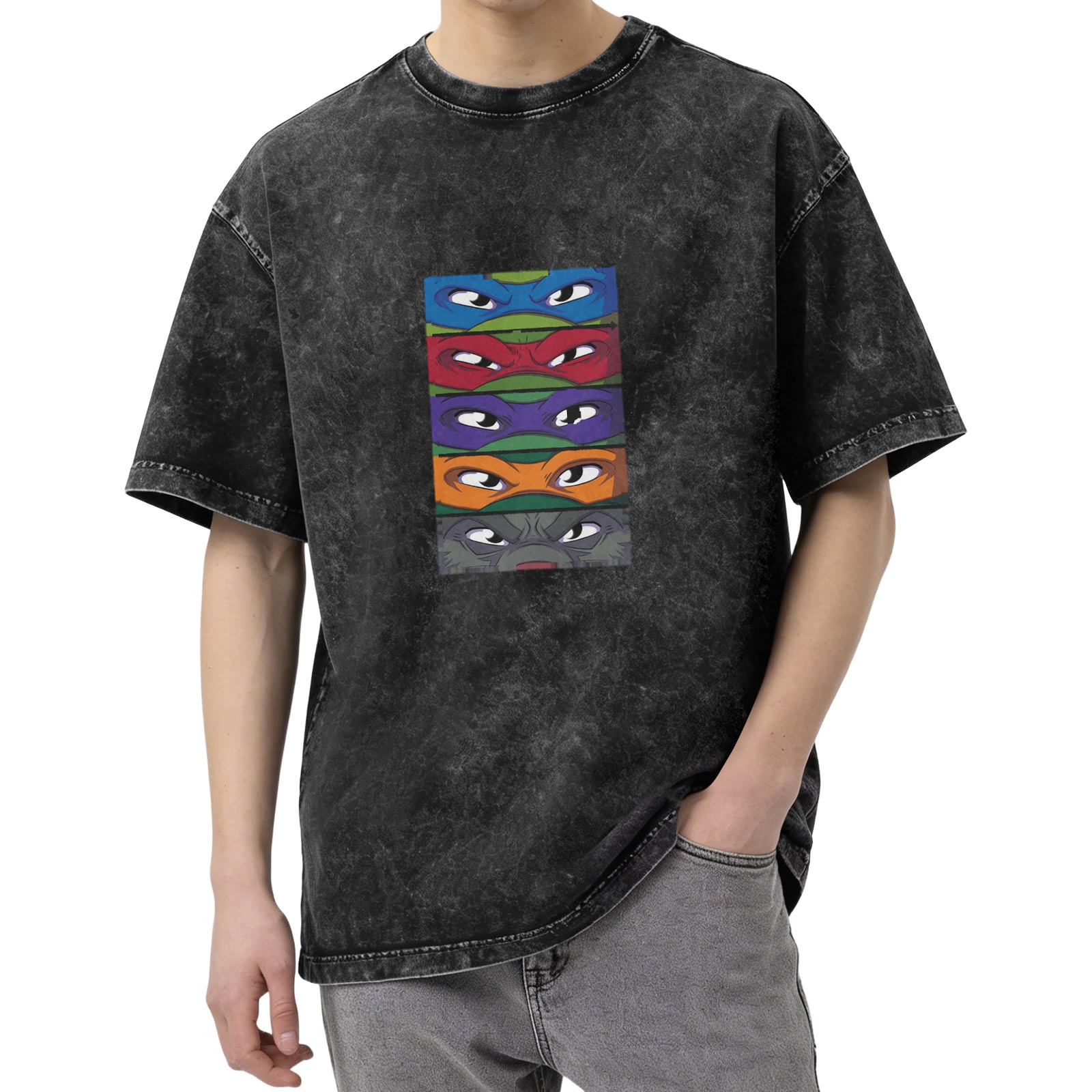 Teenage Mutant Ninja Turtles Masks Graphic Stonewashed T-Shirt